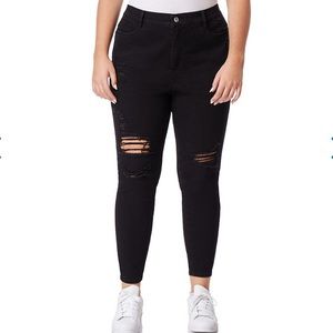 Distressed Curvy High Rise Ankle Jeans Size 20 Black
